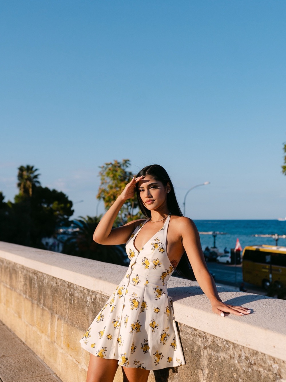 Zara Yellow Floral Halter Mini Dress | Open Back | Summer Cottagecore